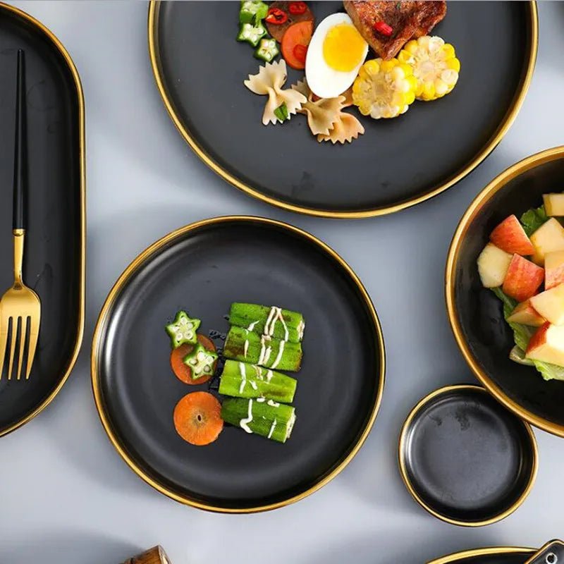 Black Porcelain Dinner Plates - Caleto