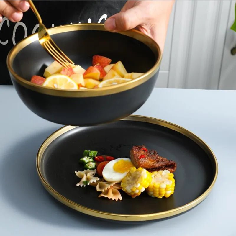 Black Porcelain Dinner Plates - Caleto