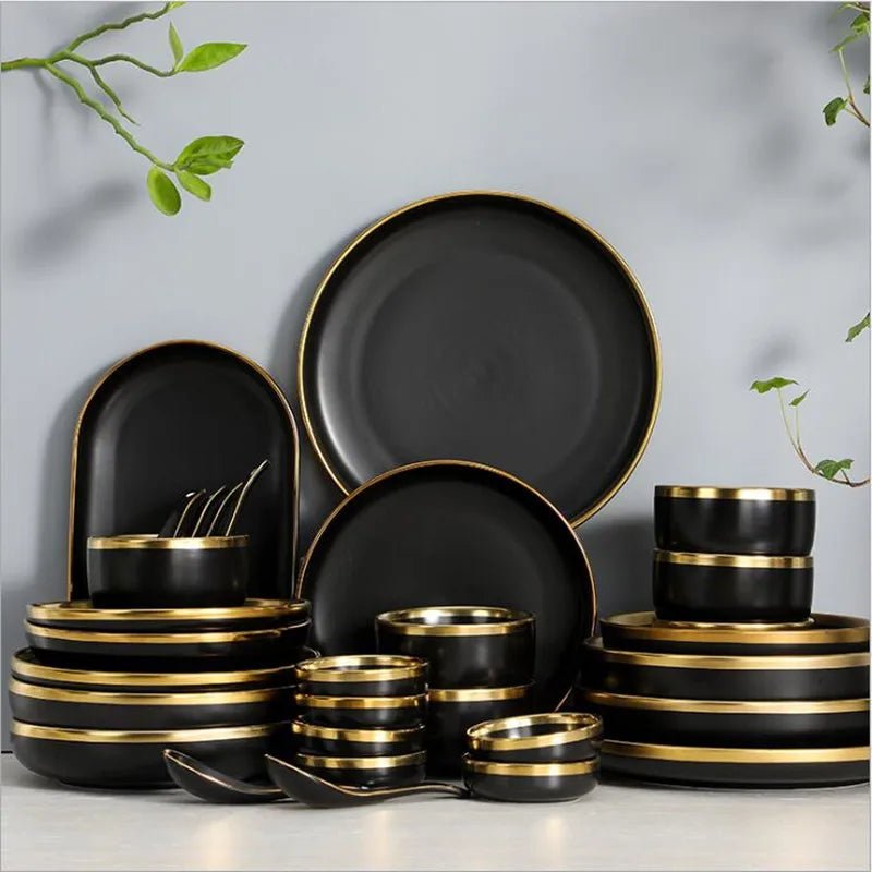 Black Porcelain Dinner Plates - Caleto