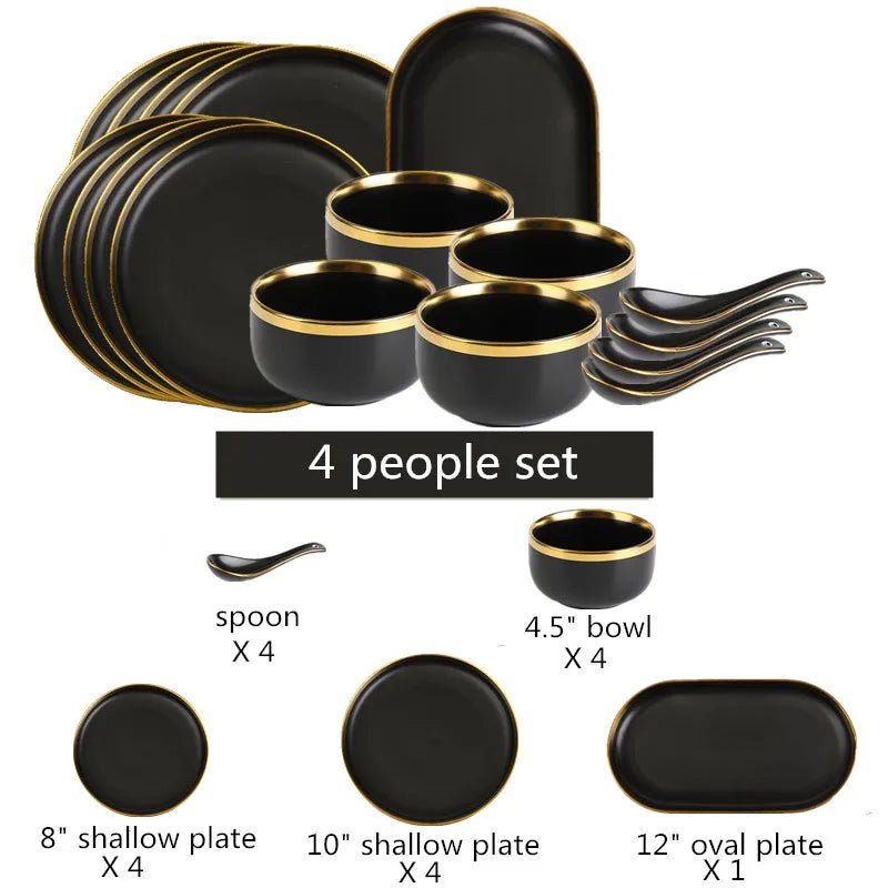 Black Porcelain Dinner Plates - Caleto