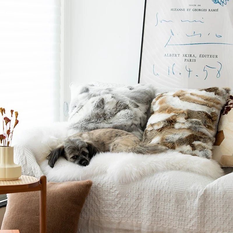 Fancy Rabbit Fur Cushion - Caleto