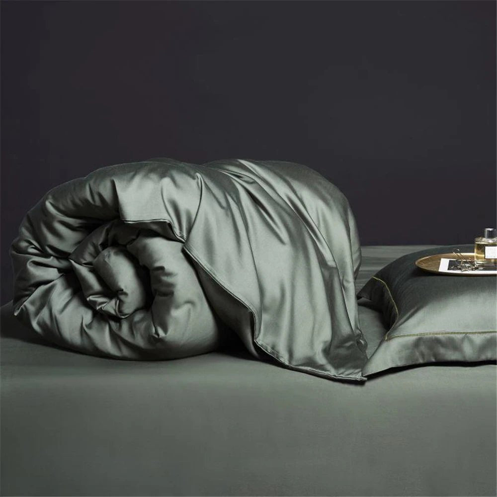 Dark Green Silk Bedding - Caleto