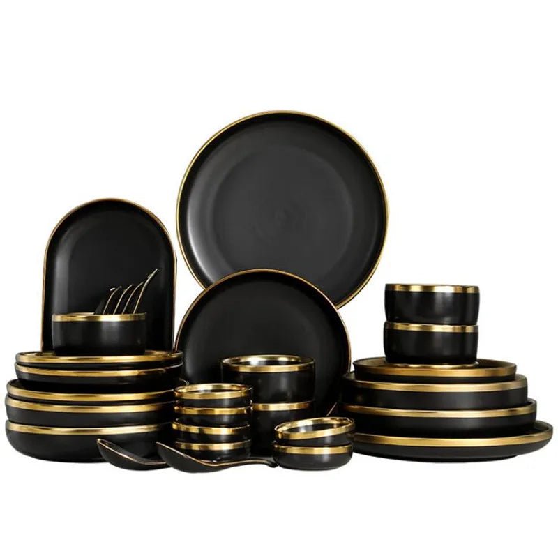 Black Porcelain Dinner Plates - Caleto