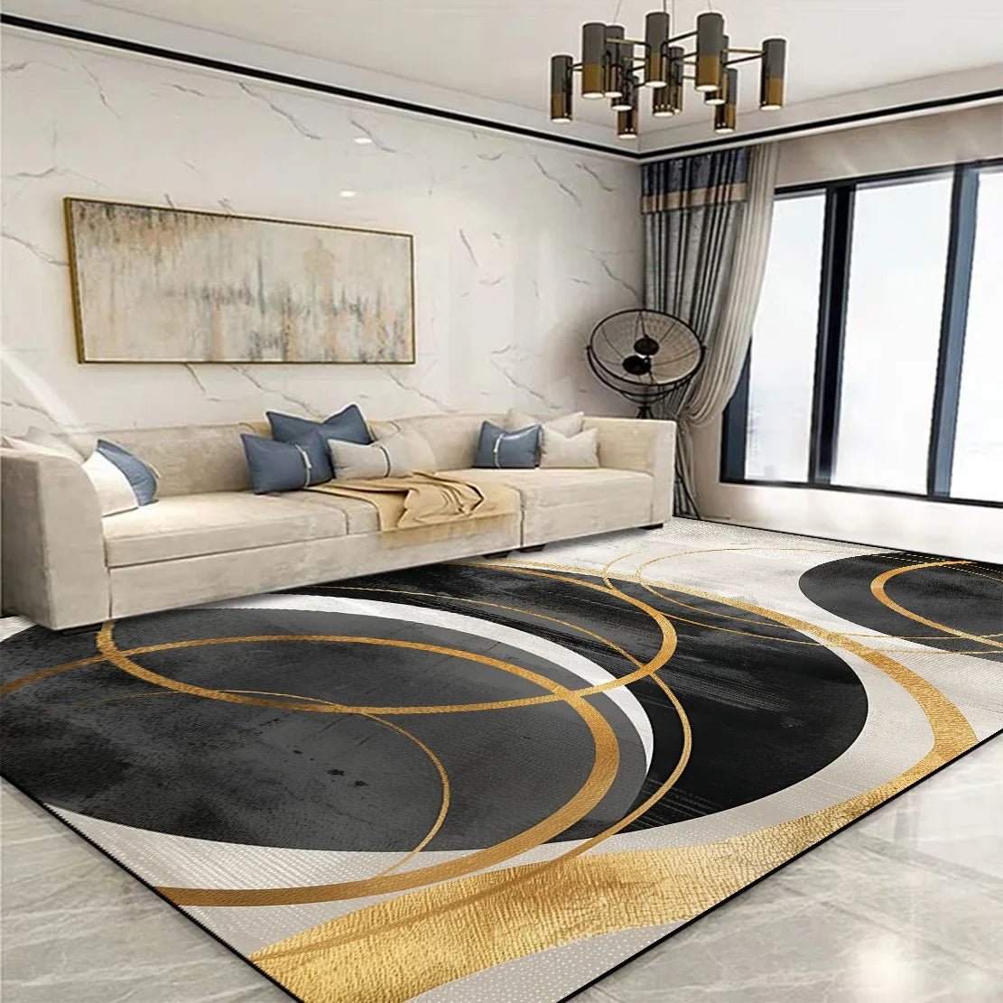 Golden Geometric Rug - Caleto