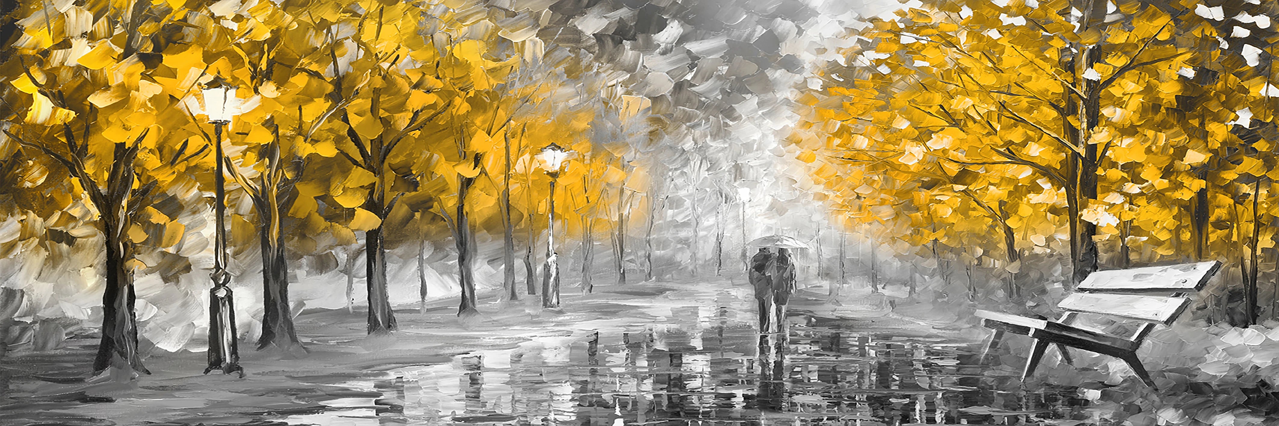 Rainy City Street Canvas - Caleto