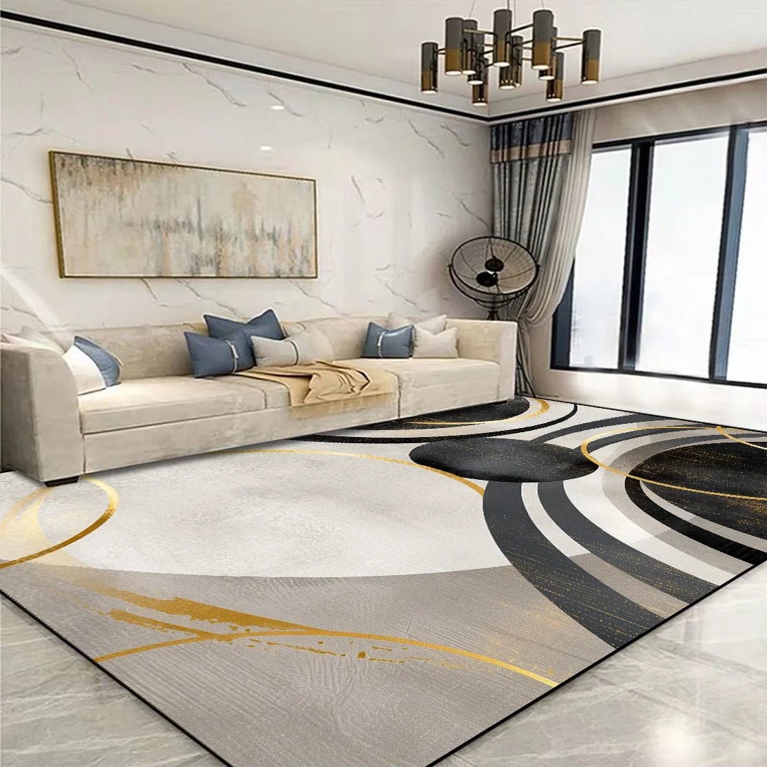 Golden Geometric Rug - Caleto