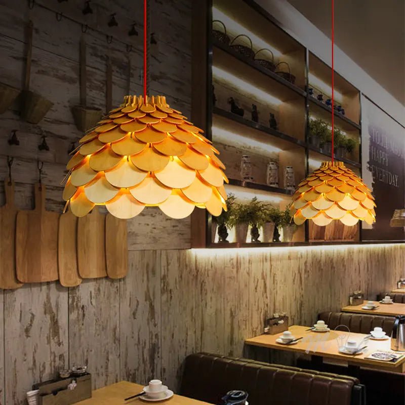 Chinese Wood Pendant Light - Caleto
