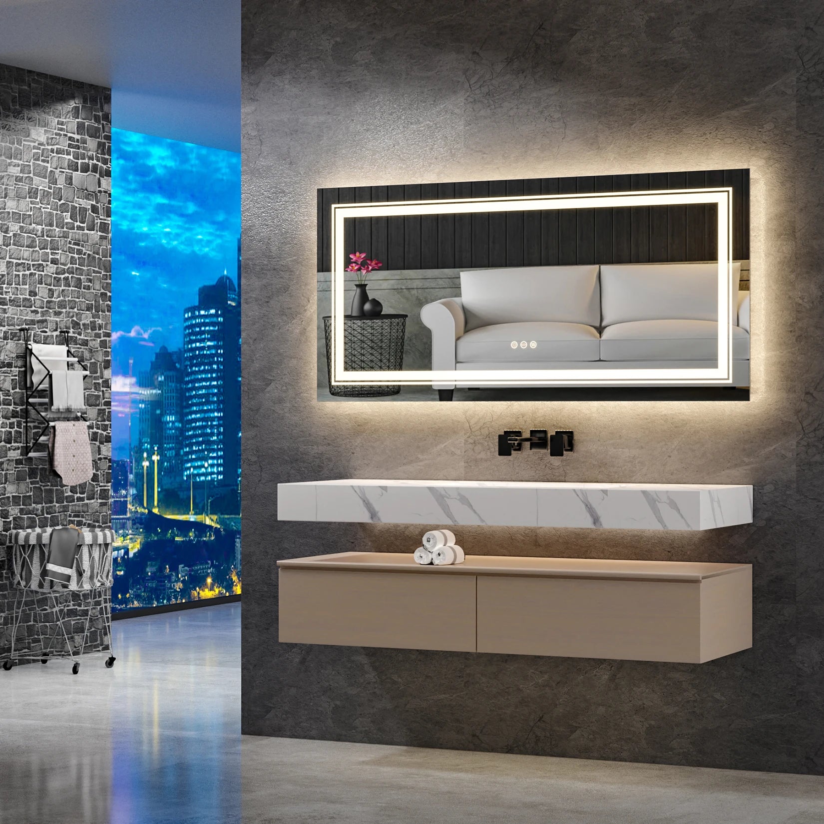 Illuminated Frameless Mirror - Caleto