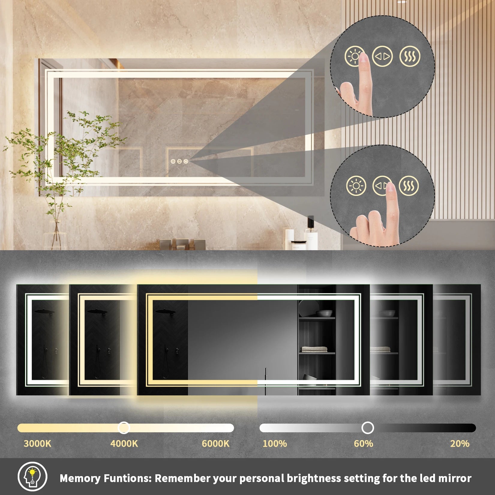 Illuminated Frameless Mirror - Caleto