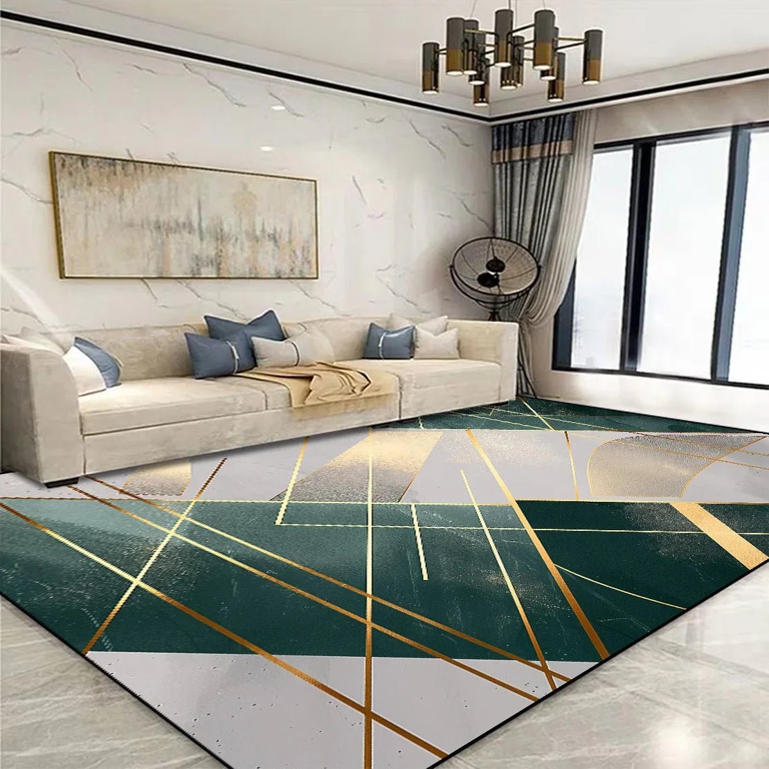 Golden Geometric Rug - Caleto