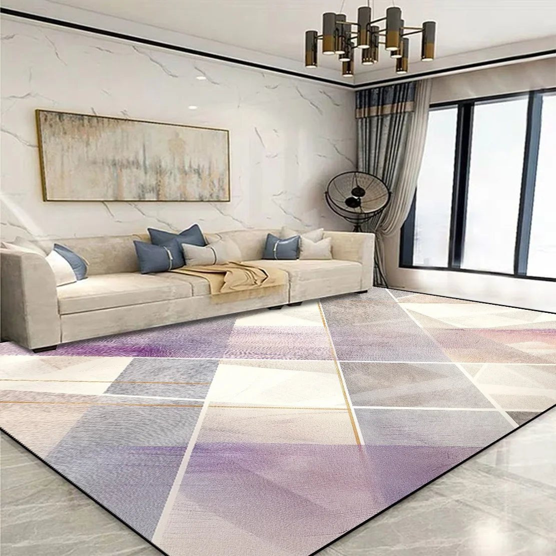 Golden Geometric Rug - Caleto