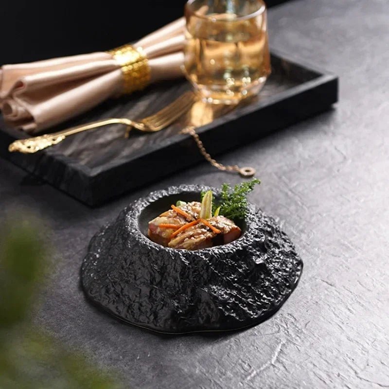 Shaped Black Ceramic Plate - Caleto