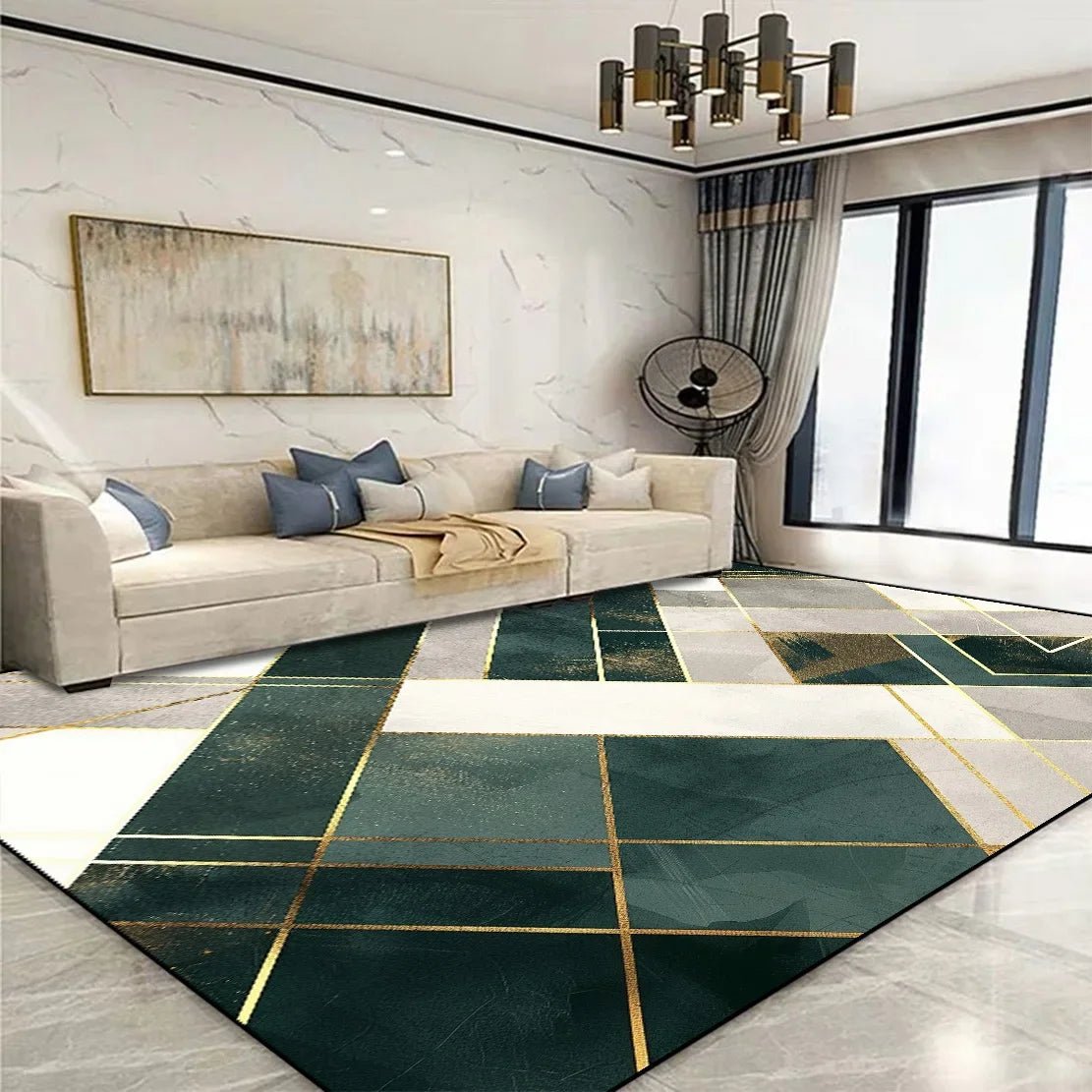 Golden Geometric Rug - Caleto
