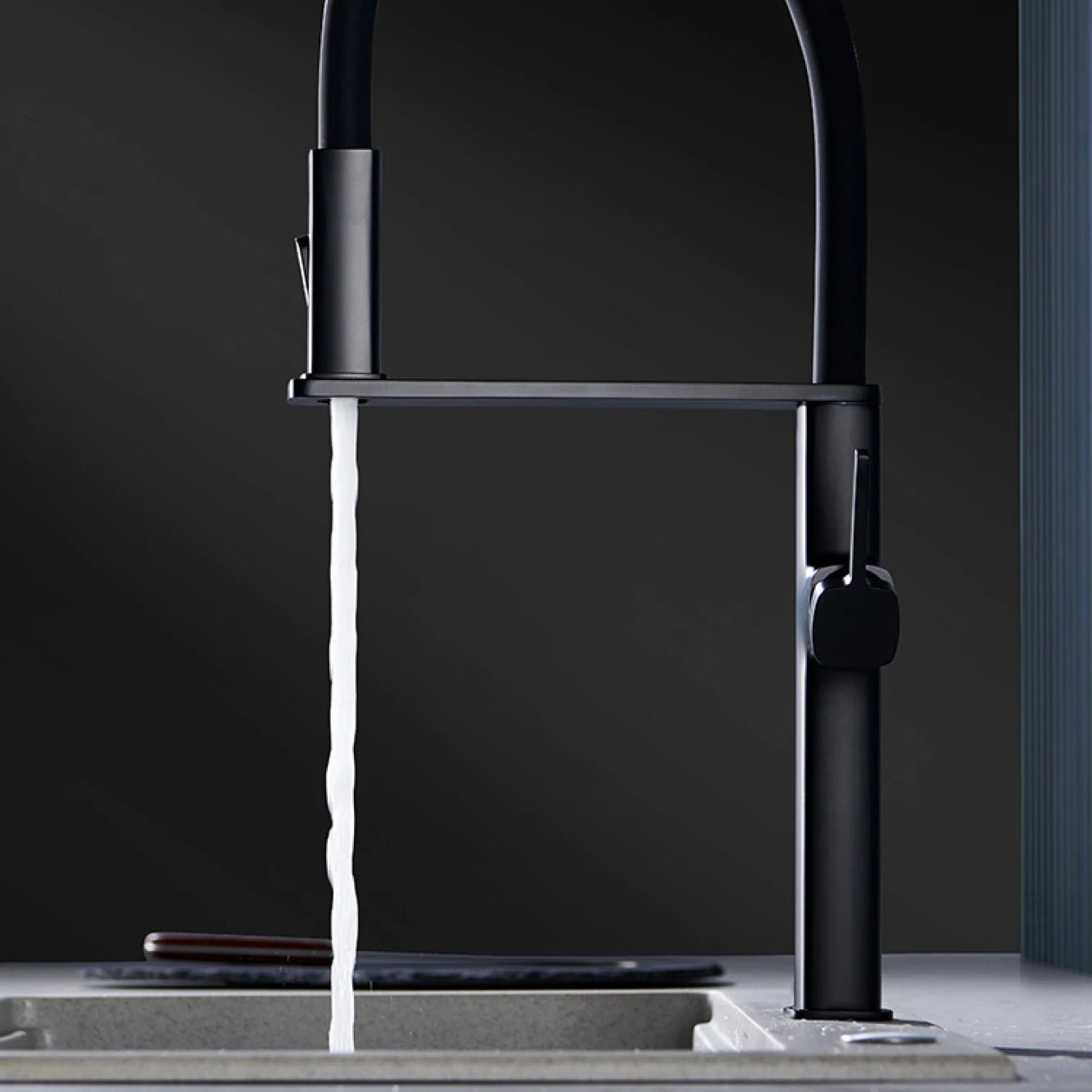 Black Brass Kitchen Faucet - Caleto