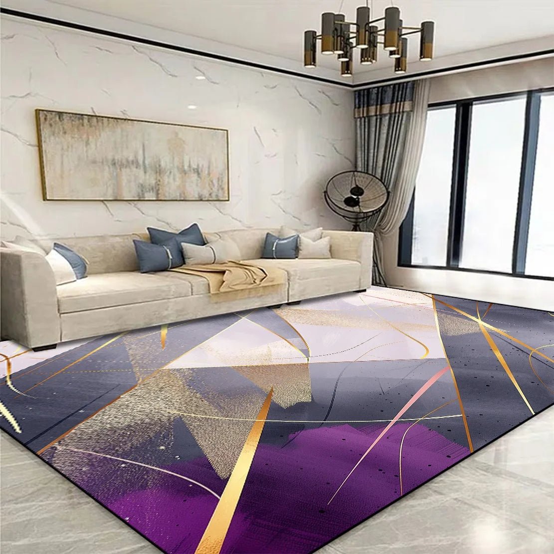 Golden Geometric Rug - Caleto