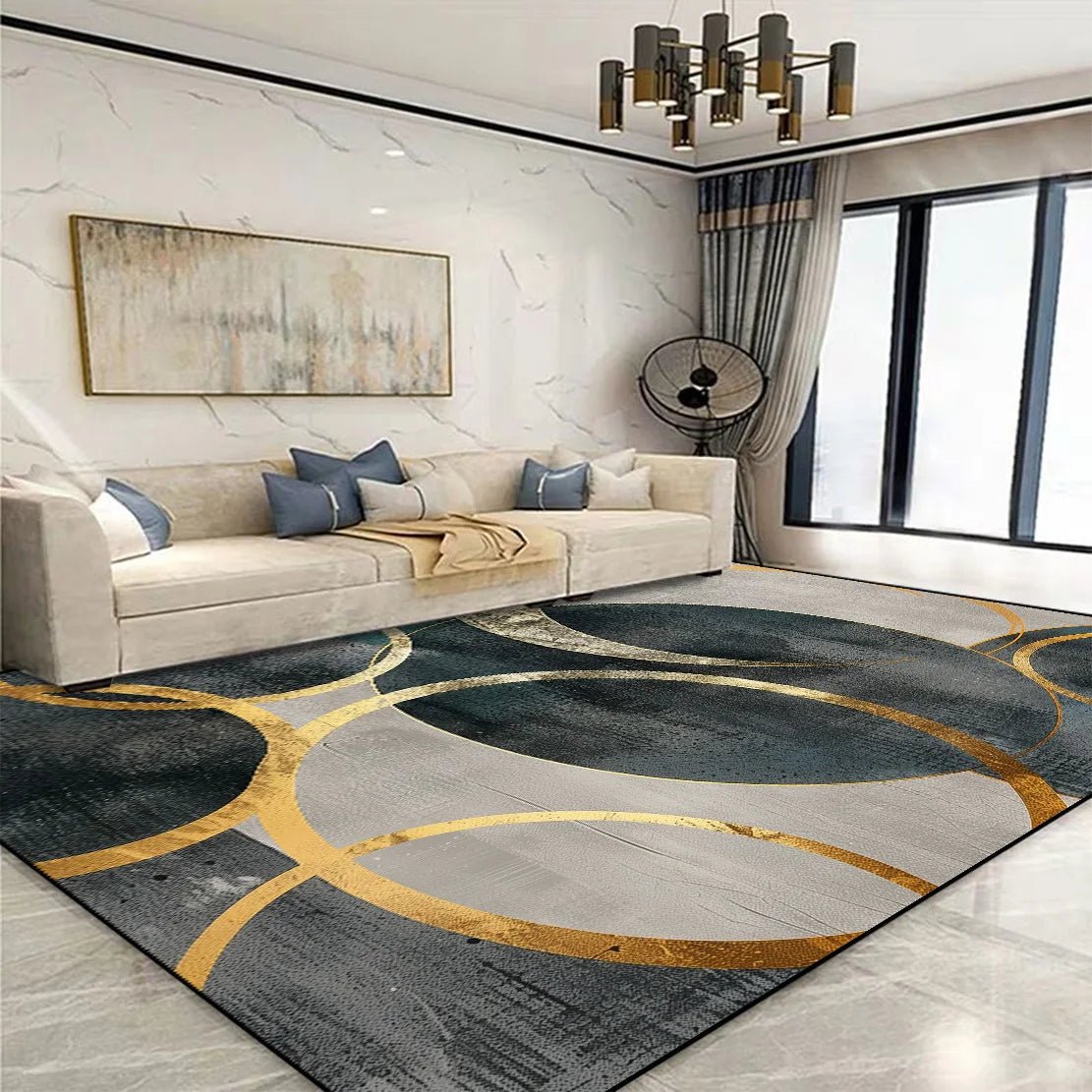 Golden Geometric Rug - Caleto