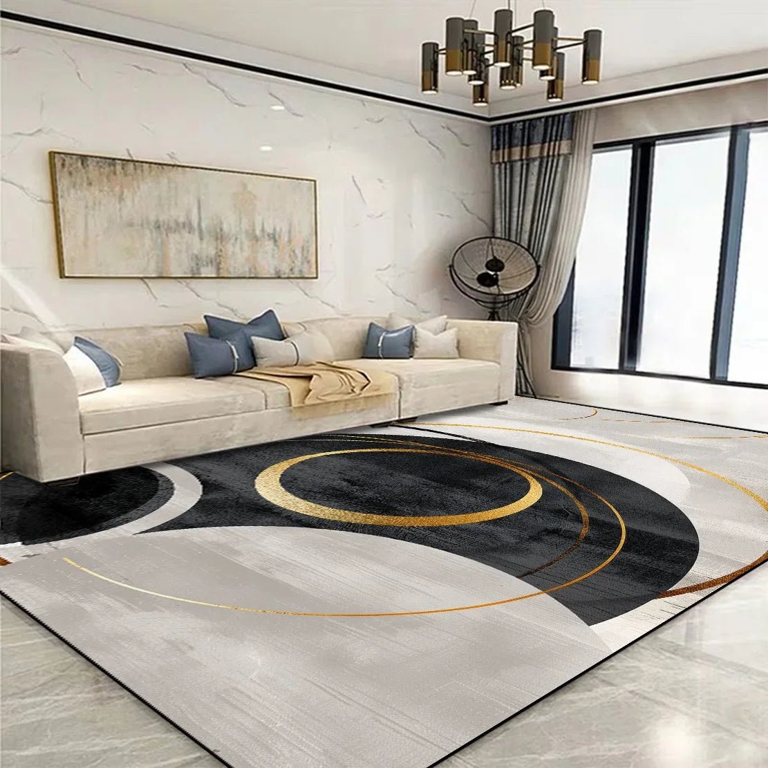 Golden Geometric Rug - Caleto