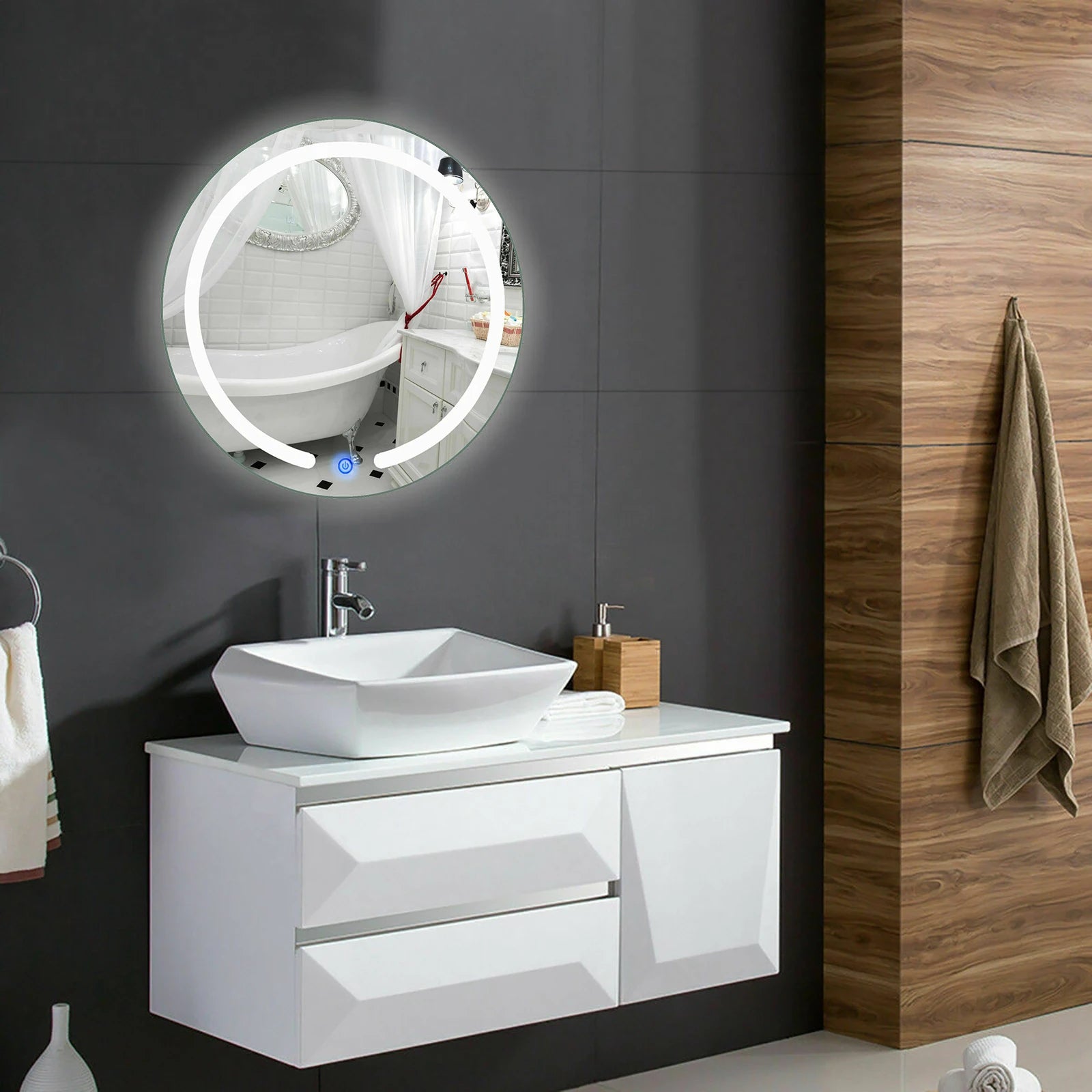 Round LED Bathroom Mirror - Caleto
