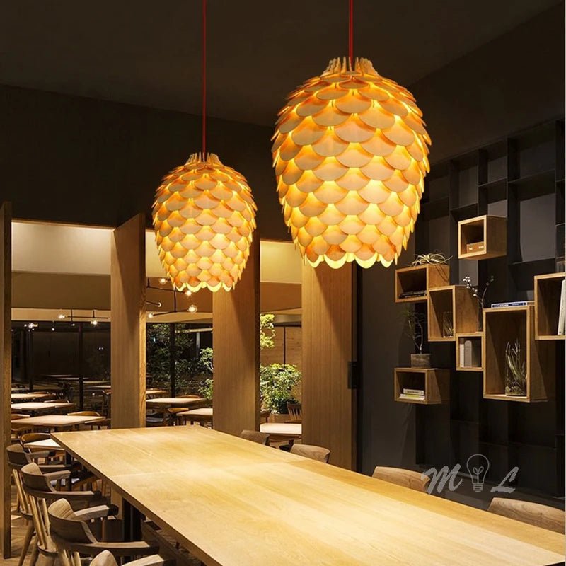 Chinese Wood Pendant Light - Caleto
