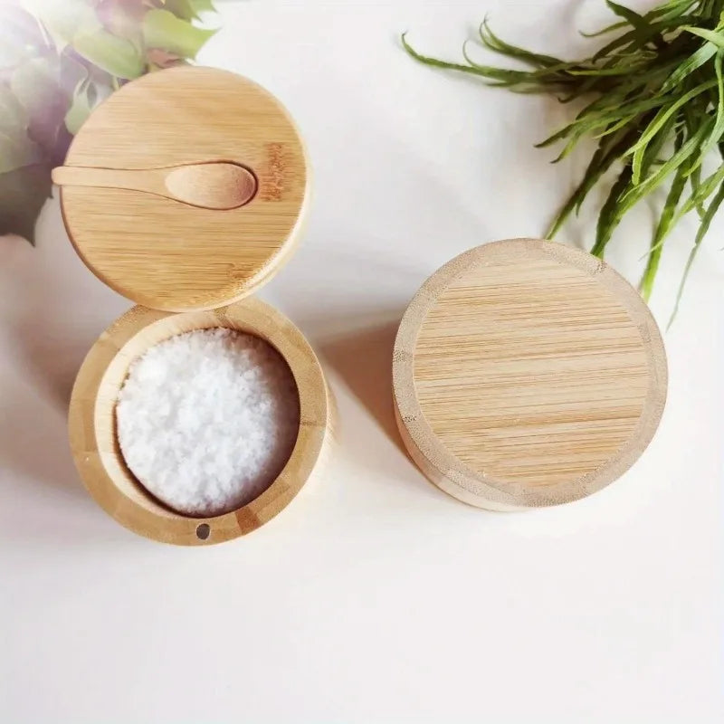 Rustic Bamboo Condiment Bowl Set – Multi-Use Jars for Spices, Salt, Sugar & More