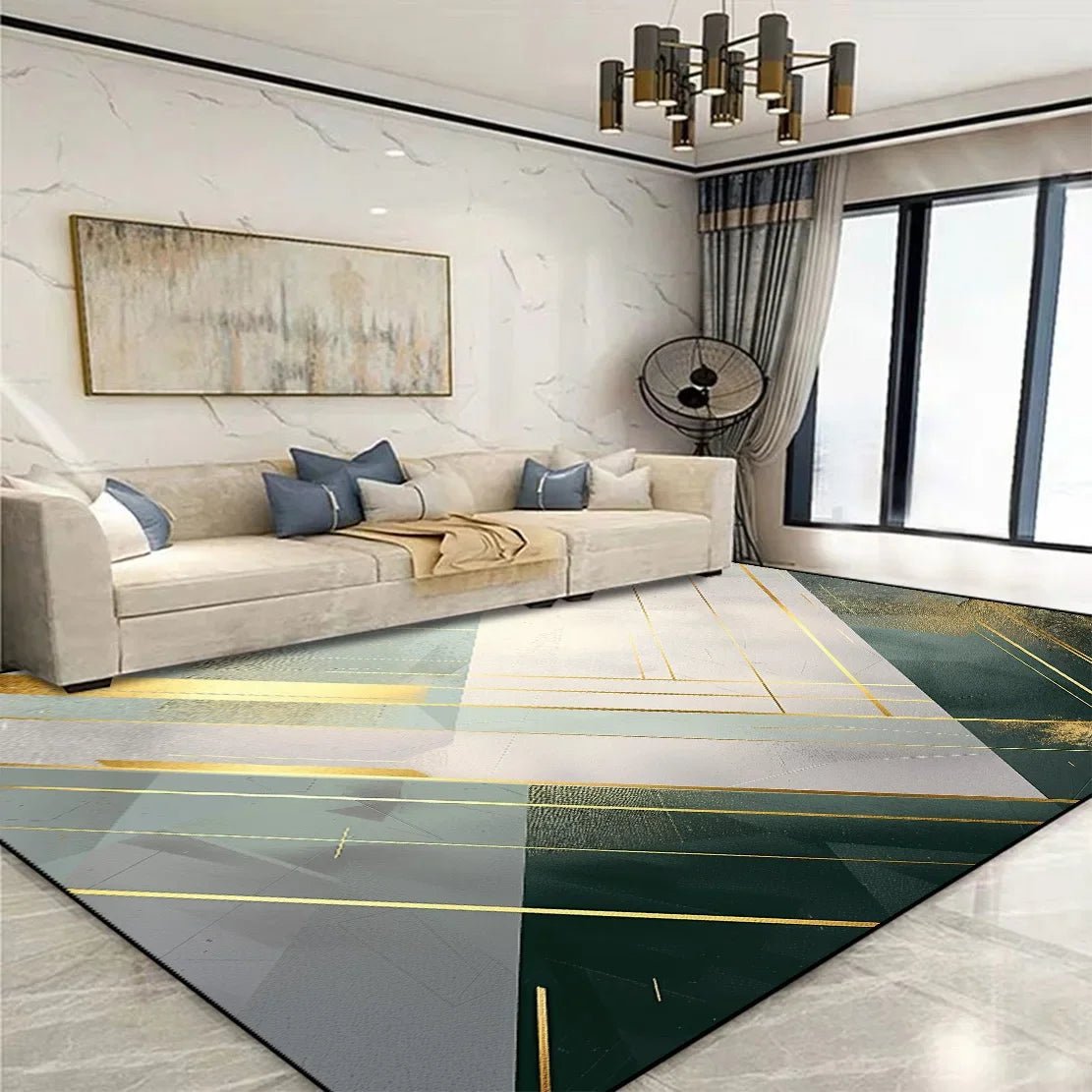 Golden Geometric Rug - Caleto