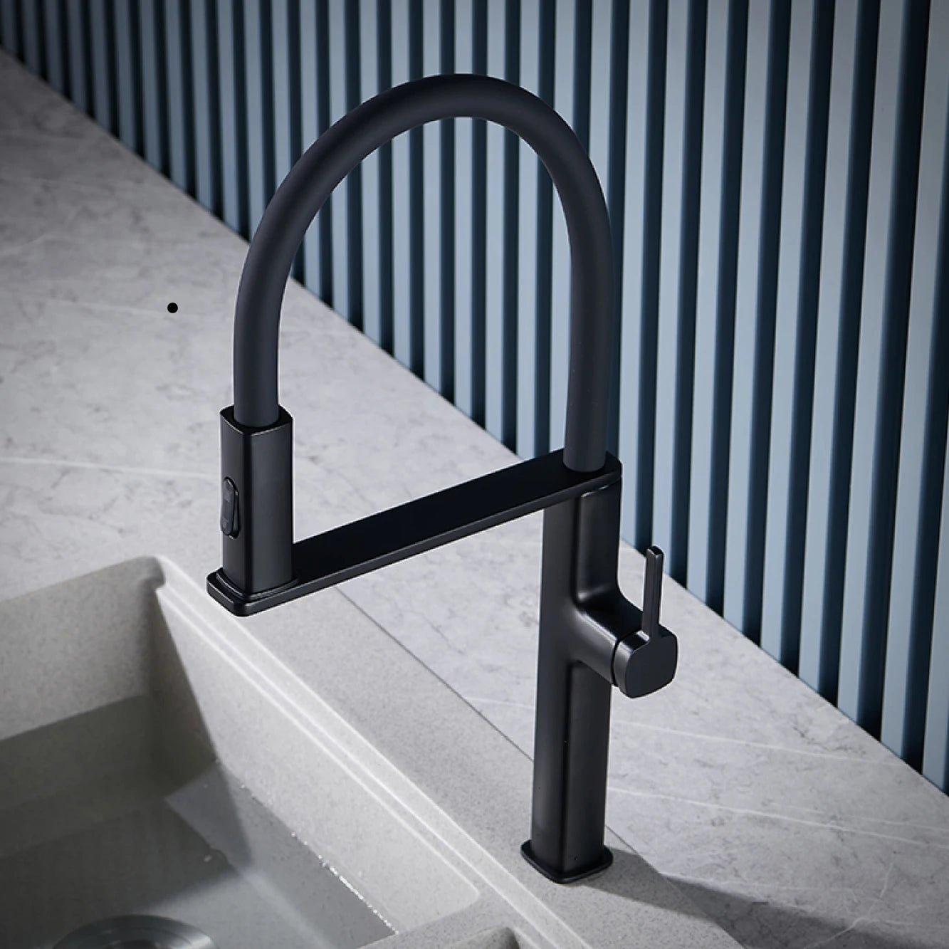 Black Brass Kitchen Faucet - Caleto