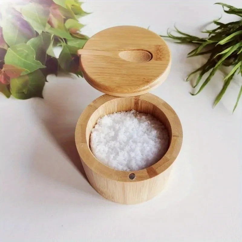 Rustic Bamboo Condiment Bowl Set – Multi-Use Jars for Spices, Salt, Sugar & More