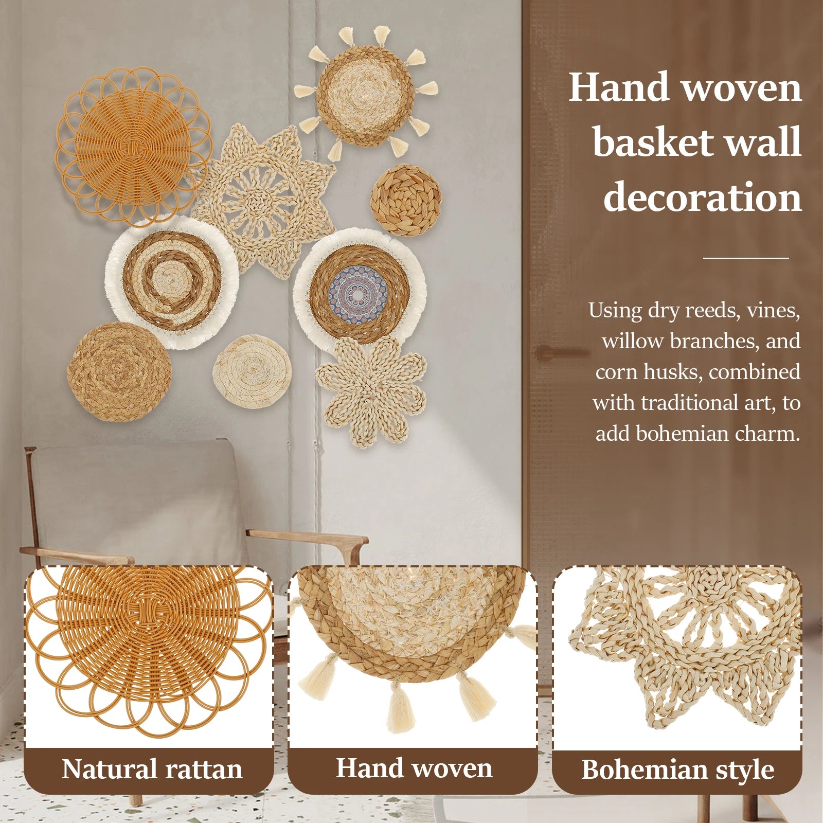 Boho Wall Basket Decor - Caleto